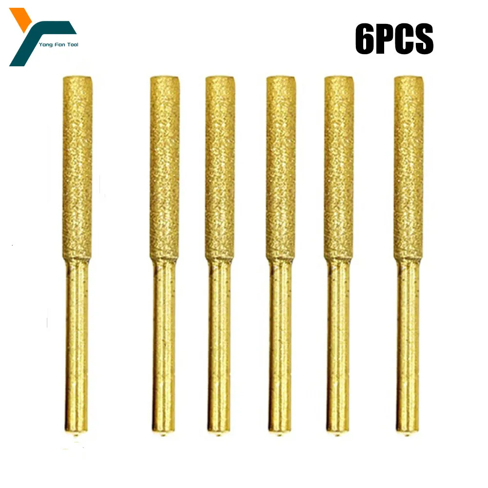 

6pcs 4/4.8/5.5mm Diamond Chainsaw Sharpener Burr Grinder Chain Saw Drill Sharpener for Metal Wood Polishing