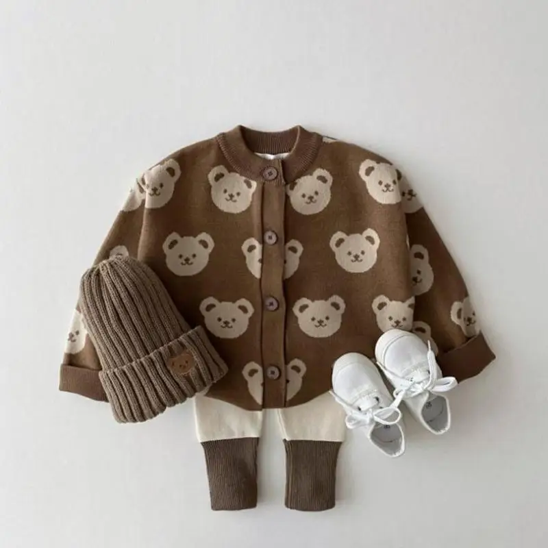 

New Arrivel Toddler Baby Boy Knitwear Newborn Cardigans Girls Clothes Cartoon Bear Knit Sweater Kids Autumn Winter Outerwear