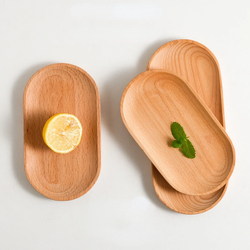 

Coffee Milk Snacks Tray Japanese-style Oval Beech Acacia Wooden Tray Cake Cheese Fruit Dessert Bread Serving Tableware Tray