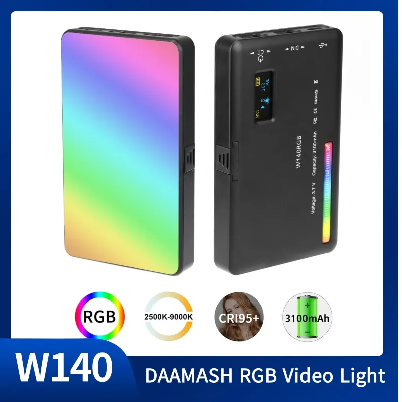 

W140 Rechargeable Camera RGB LED Video Light 3100mAh Smartphone Vlog Light Photo Studio Lamp Fill Lighting For Youtube Tiktok