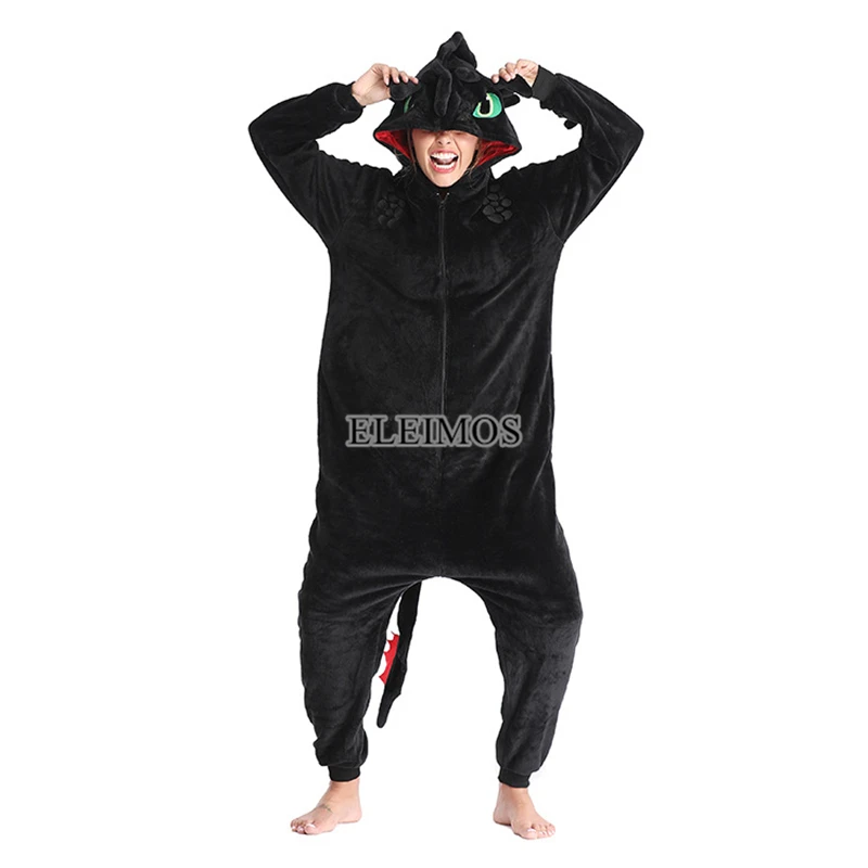Halloween Onesie Cartoon Toothless Pajama For Adult Kids Women Men Animal Kigurumis Pyjamas Homewear Cosplay Party Costume