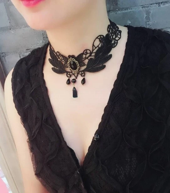 

2022New temperament simple ladies fashion lace necklace Korean version gem handmade necklace necklace wholesale