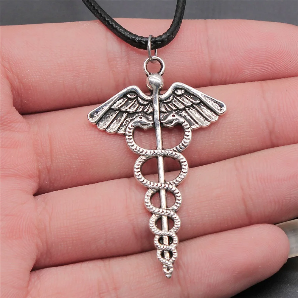 Ожерелье-цепочка из искусственной кожи, серебристого цвета, 49x30 мм