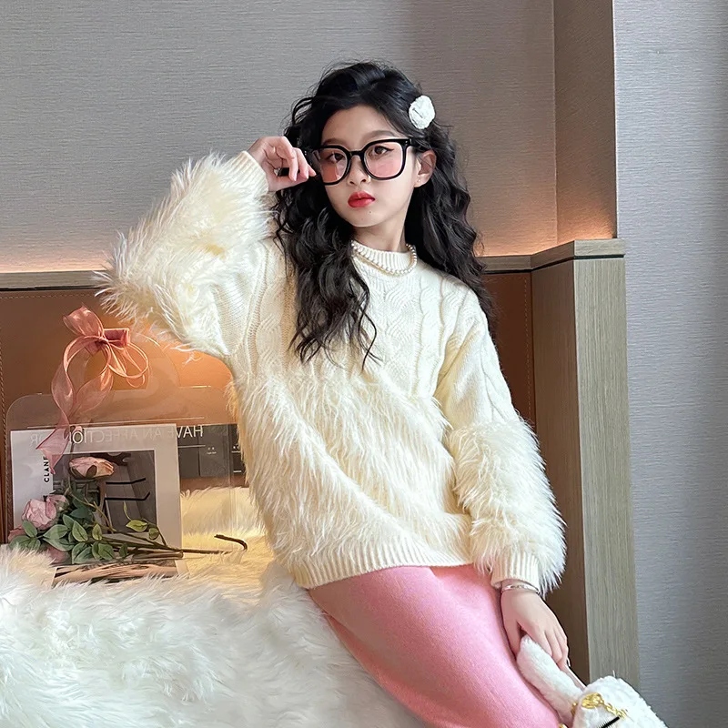 Осенне-зимний пуловер для девочек ZOETOP бархатный теплый свитер начальной школы