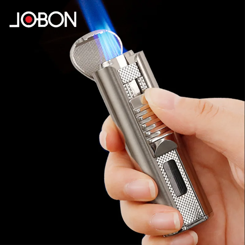 

JOBON 587 Lighter Windproof Three Direct Spray Gun Personality Blue Flame Inflatable Metal Lighter