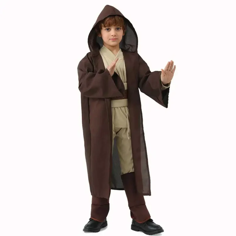 Костюм джедая детский костюм ОБИ Ван Кеноби с капюшоном и поясом карнавальный на