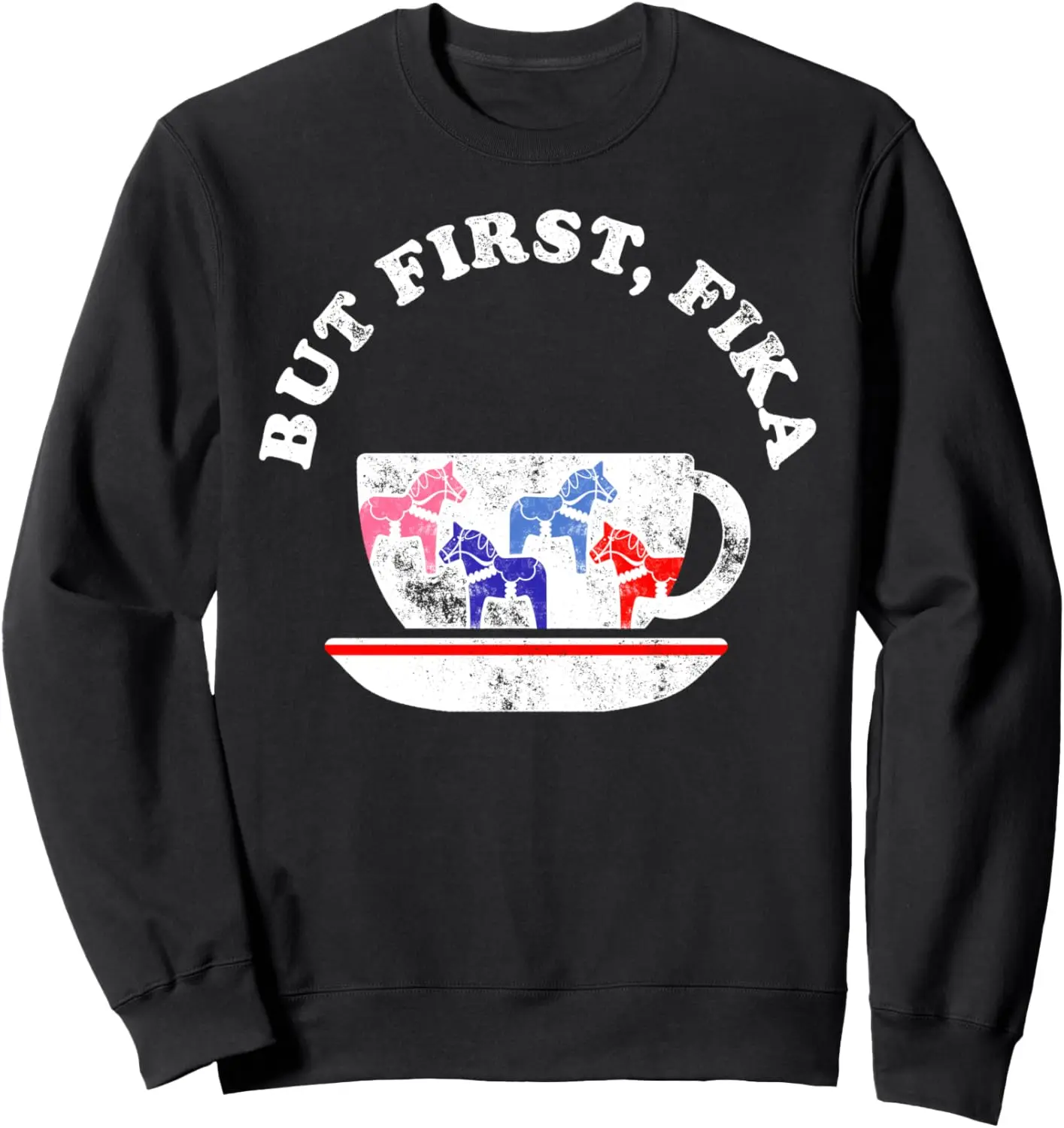 Но но первой фика скандинавский свитшот с изображением кофейного перерыва Dala Horse