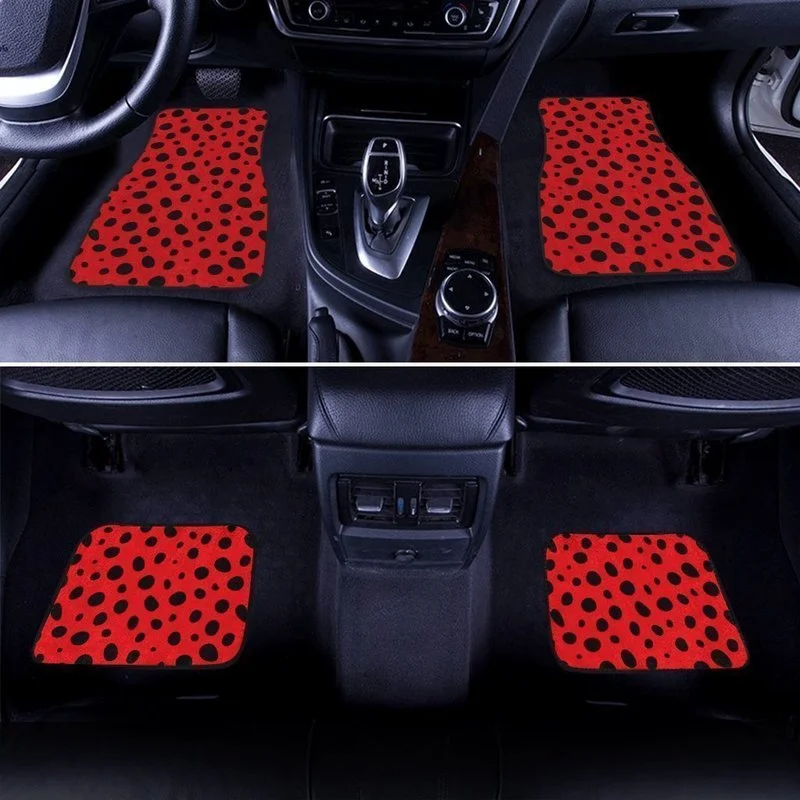 

Ladybug Red Black Car Floor Mats Custom Printed Car Accessories 4PCs Pack