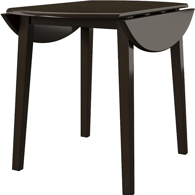 

Round Dining Room Drop Leaf Table, Dark Brown