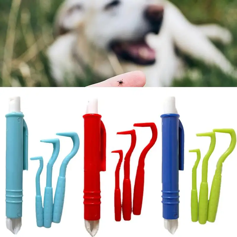 

4Pcs Tick Remover Pet Flea Remover Tool Kit Portable Pet Cat Dog Tick Removing Tweezers Cats And Dogs Grooming Accessories