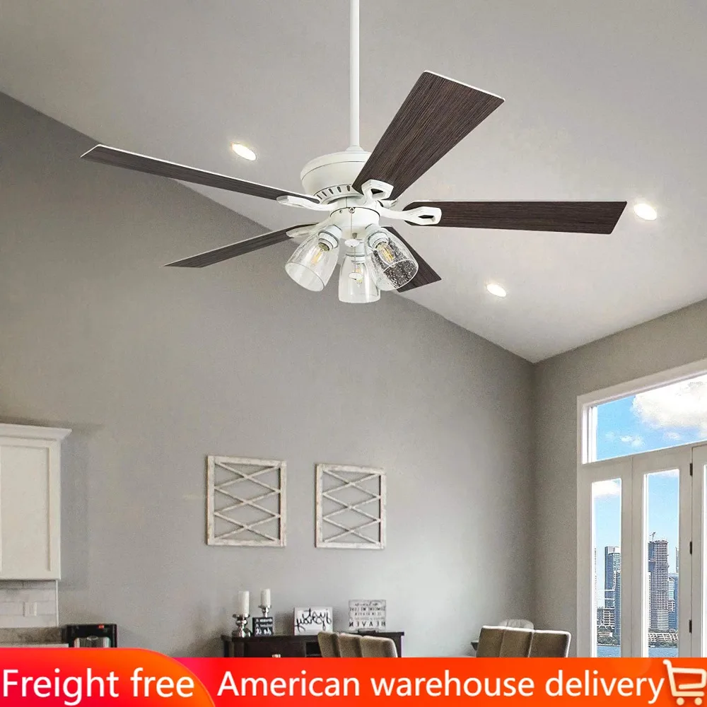 Fan For Home 3 Arm Seeded Glass Light Kit Control Lighting