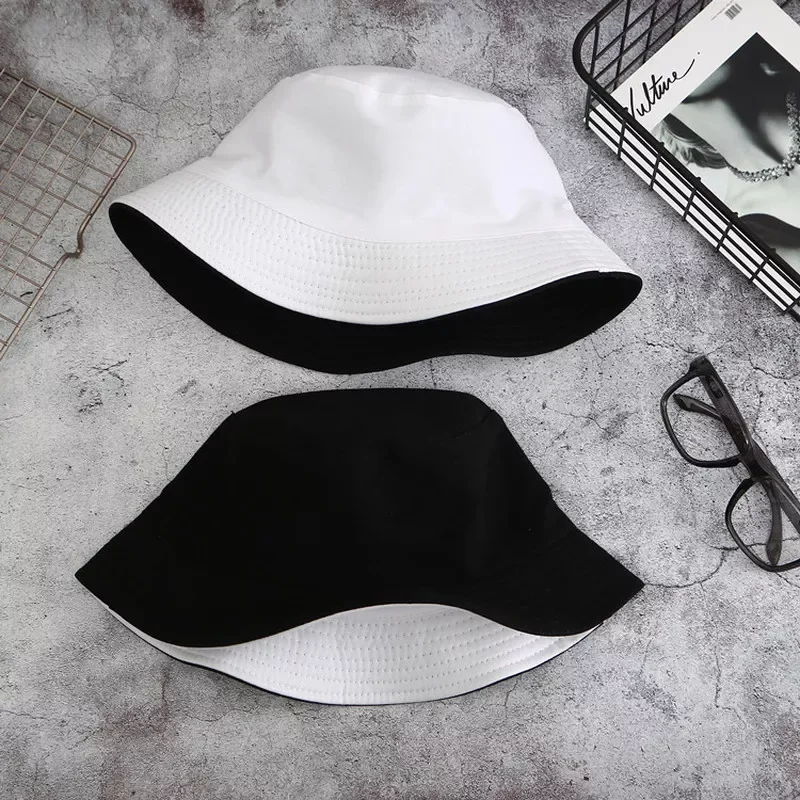 Wearing Cap Solid Color Bucket Hat Men Women Cotton Flat Sun Hat Reversible Fisherman Hat Winter Warm Bucket Cap