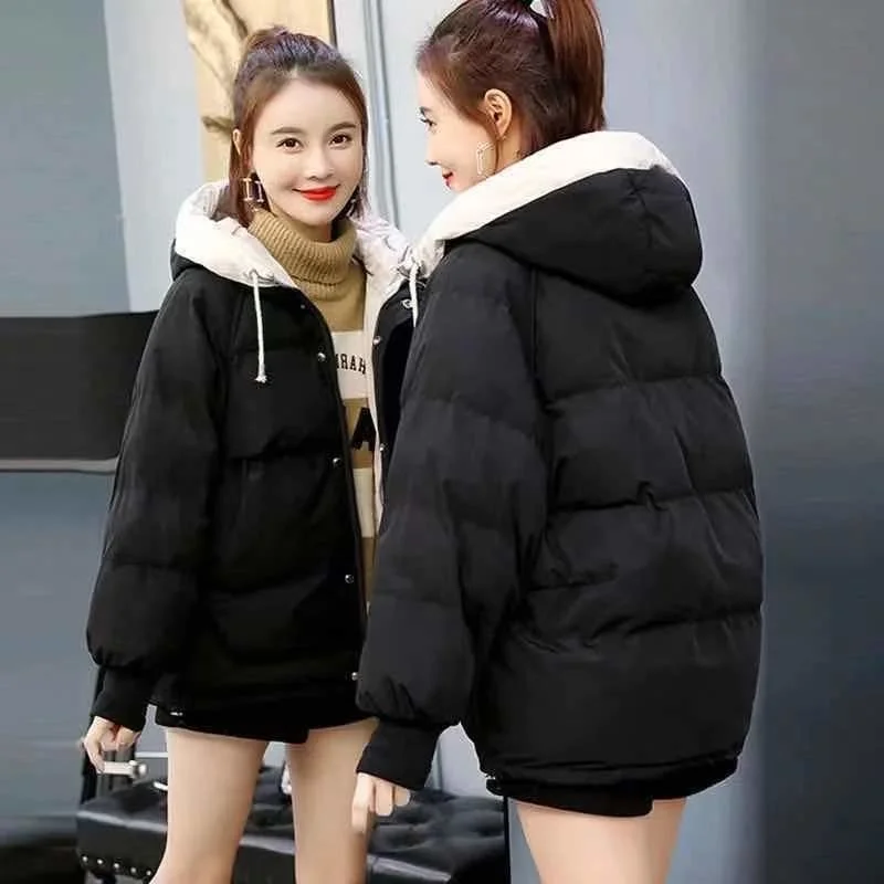 Down cotton jacket for female students in winter 2022, Korean version bread jacket, short cotton jacket, loose and thickened