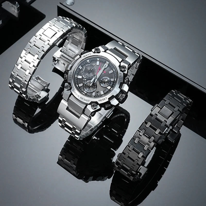 Фото Комплект модов MTG-B3000 ремешок из нержавеющей стали для Casio G-shock MTG-B3000B модифицированный металлический браслет из нержавеющей стали мужские аксессуары №2