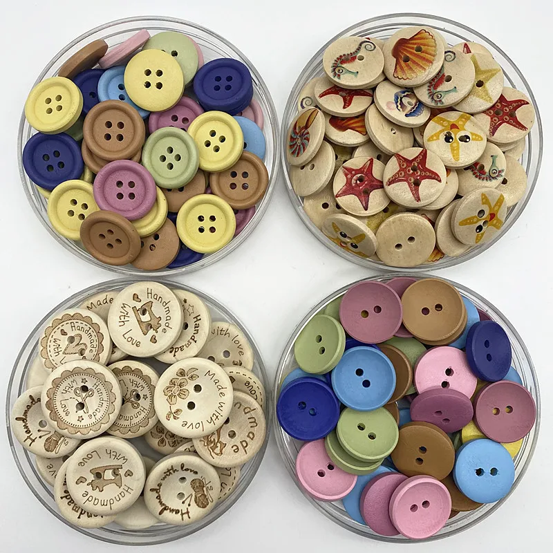 Новая цветная пуговица 15-25 мм вырезанная печатная ручная работа скрапбукинг