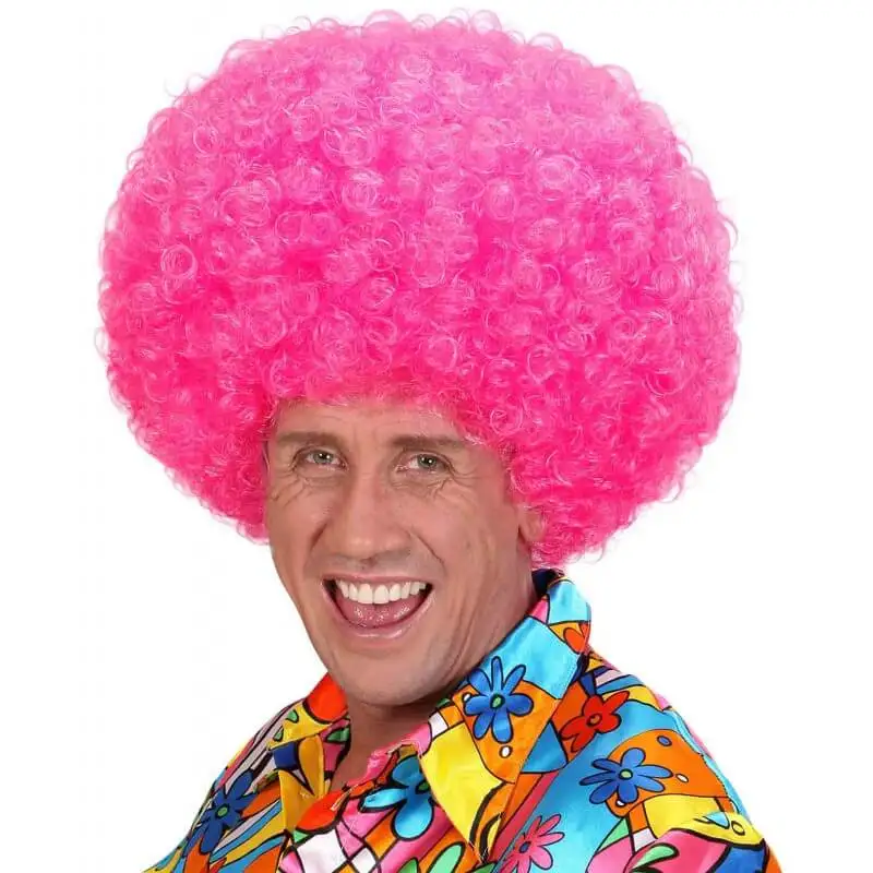 

Neon Pink Color Curly Mega Size Afro Bonus Toupee Ergonomic Design Practical Products