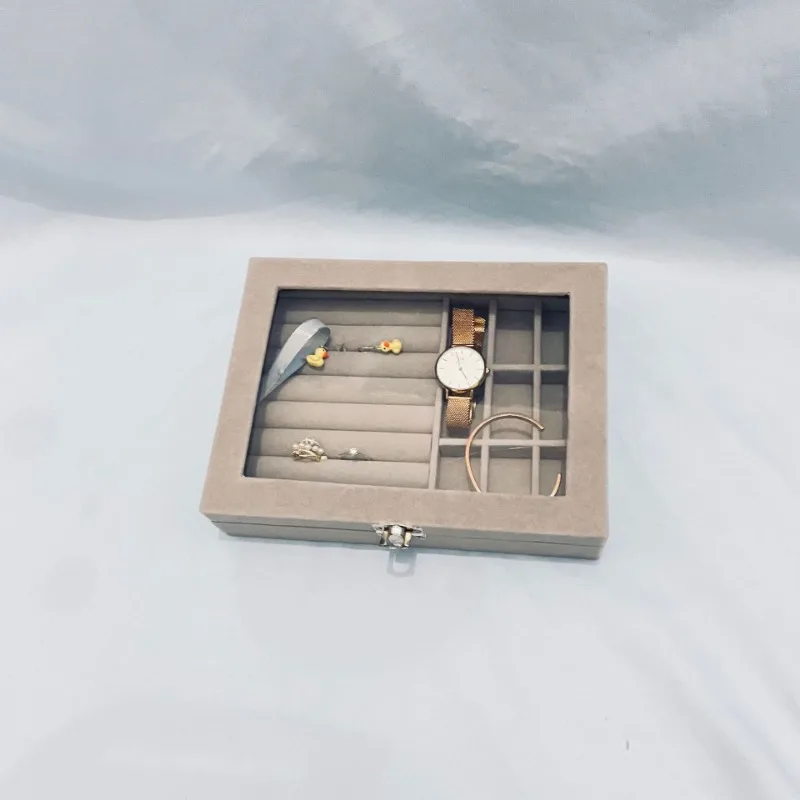 

Flannelette Jewelry Box Accessories Necklace Ring Storage Box Earrings Drop Jewelry Box Household Single-layer Flannelette Box