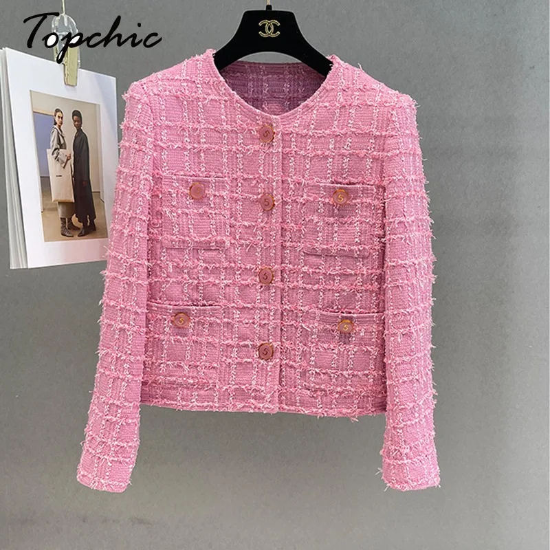 

Женское однобортное шерстяное пальто, элегантное розовое пальто из смешанной шерсти с круглым вырезом и длинными рукавами в Корейском стиле, Осень-зима 2023