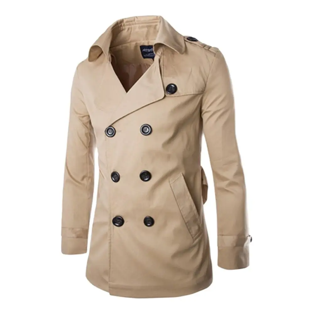 

Men Fashion Long Trench Coats Sexy Mens Clothing 2023 Double Breasted Top Outerwear Khaki Stand Pocket Jackets Male Streetwear