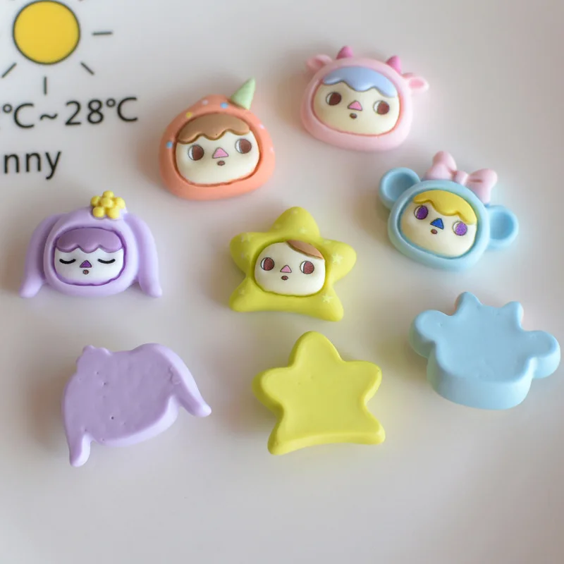 

10Pcs Kawaii Cartoon Flat Resins of Characters Flatback Resin Cabochon Scrapbooking Craft DIY Phone Decoration Hair Accessories