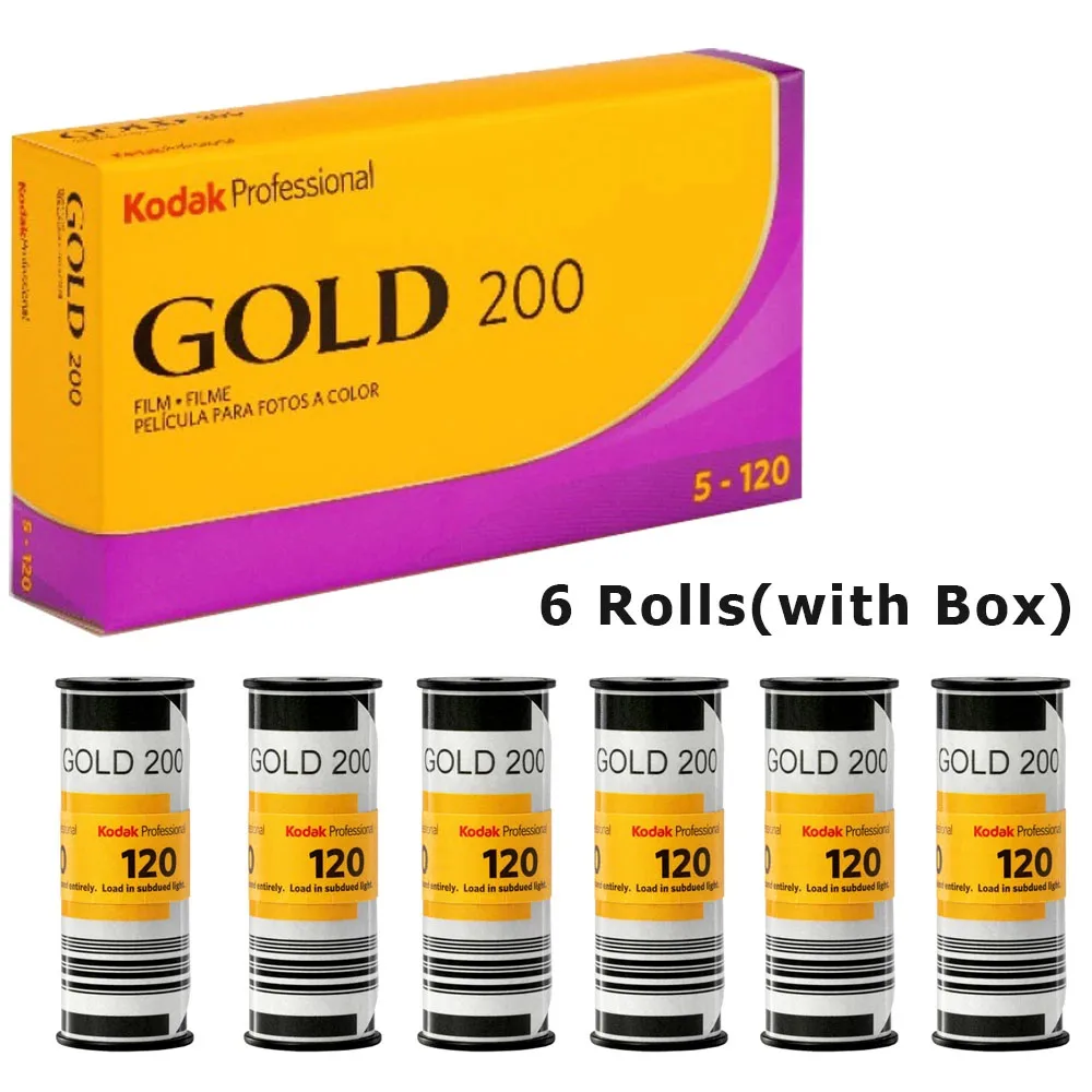 6 Rolls Kodak Gold 200 Professional IOS 200 Color Film 120mm Negative Film (Expiration Date: 2024)