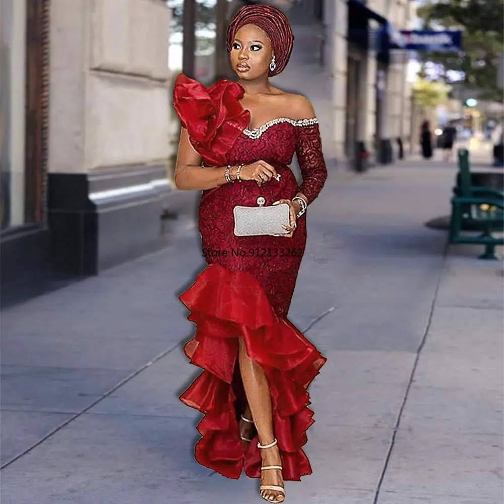 

Красные африканские платья для женщин, осень-весна, африканские женские длинные платья из полиэстера с длинным рукавом, платье макси, Женск...