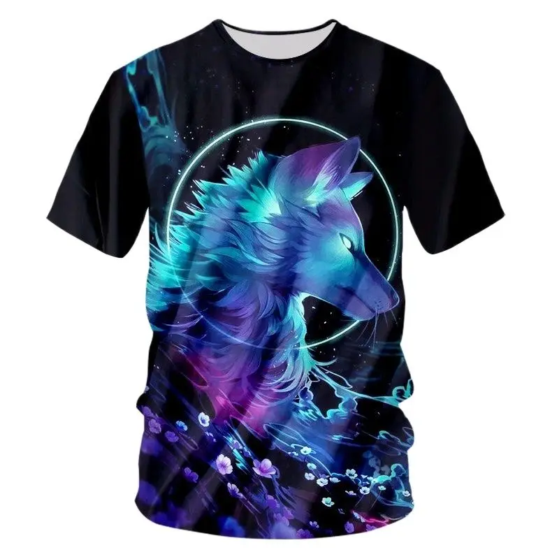 

Футболка Мужская/Женская свободная дышащая с коротким рукавом и принтом животного