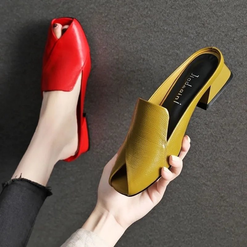 Фото Женские полутапочки на толстом каблуке 4 см | Обувь