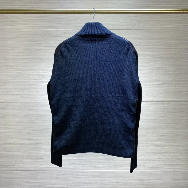 Men's stand-up collar knitted splicing down jacket for autumn and winter Y2K Casual jacket loose cardigan Solid color Warm coat