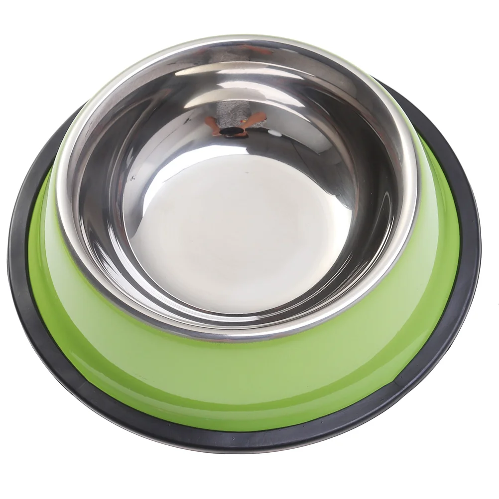 Stainless Steel Dog Bowl for Dish Water Paw Food Pet Puppy Cat Feeder 18cm (Green) pet bowl supplies