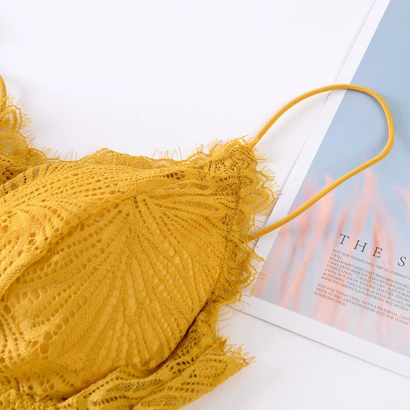 Women Bras Pad Push Up Wireless Lace Bra Top Sexy Bralette Fitness Underwear Flower Pattern Lingerie Full Cup Beauty Back