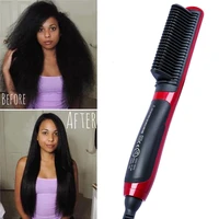 durable electric hair straightener hot comb brush lcd heated ceramic hair beard straightening brush us eu plugcurling irons