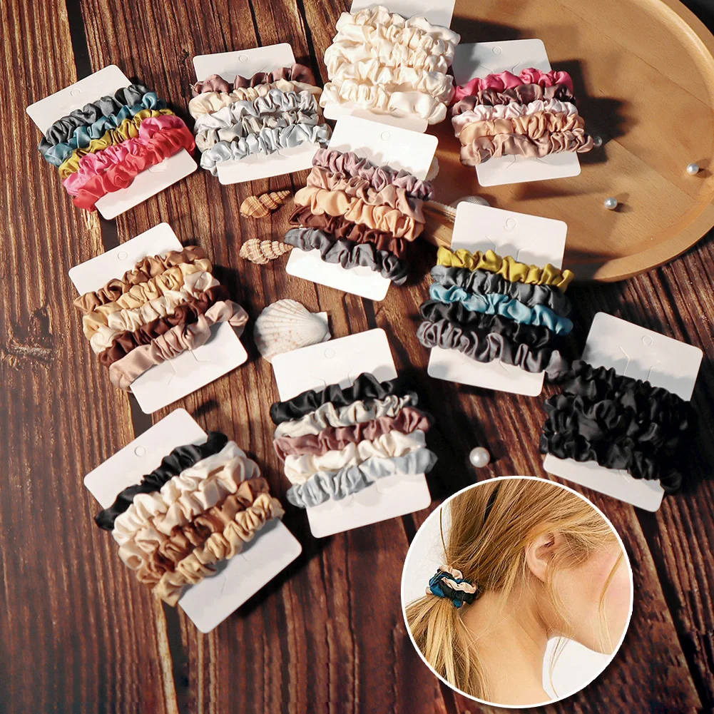 

5PCS Vintage Satin Scrunchies Girls Elastic Hair Bands Ponytail Holder Hair Ties Rubber Bands Fashion Women Hair Accessories