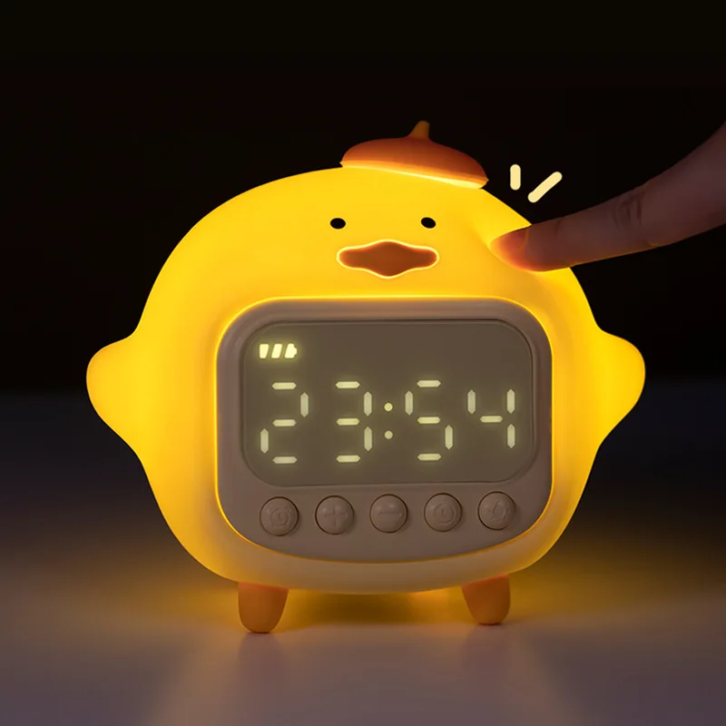 

Led Table Lamp Hug Duck Alarm Clock Children Snooze Alarm Clock Timekeeping Usb Charging Dimming with Sleep Timing Night Light