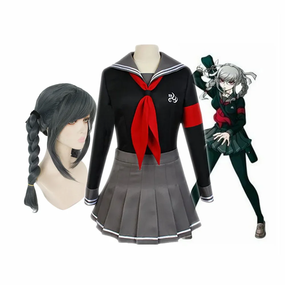 Аниме Danganronpa Peko Pekoyama Косплей Костюм Schlool JK Униформа моряка и парик