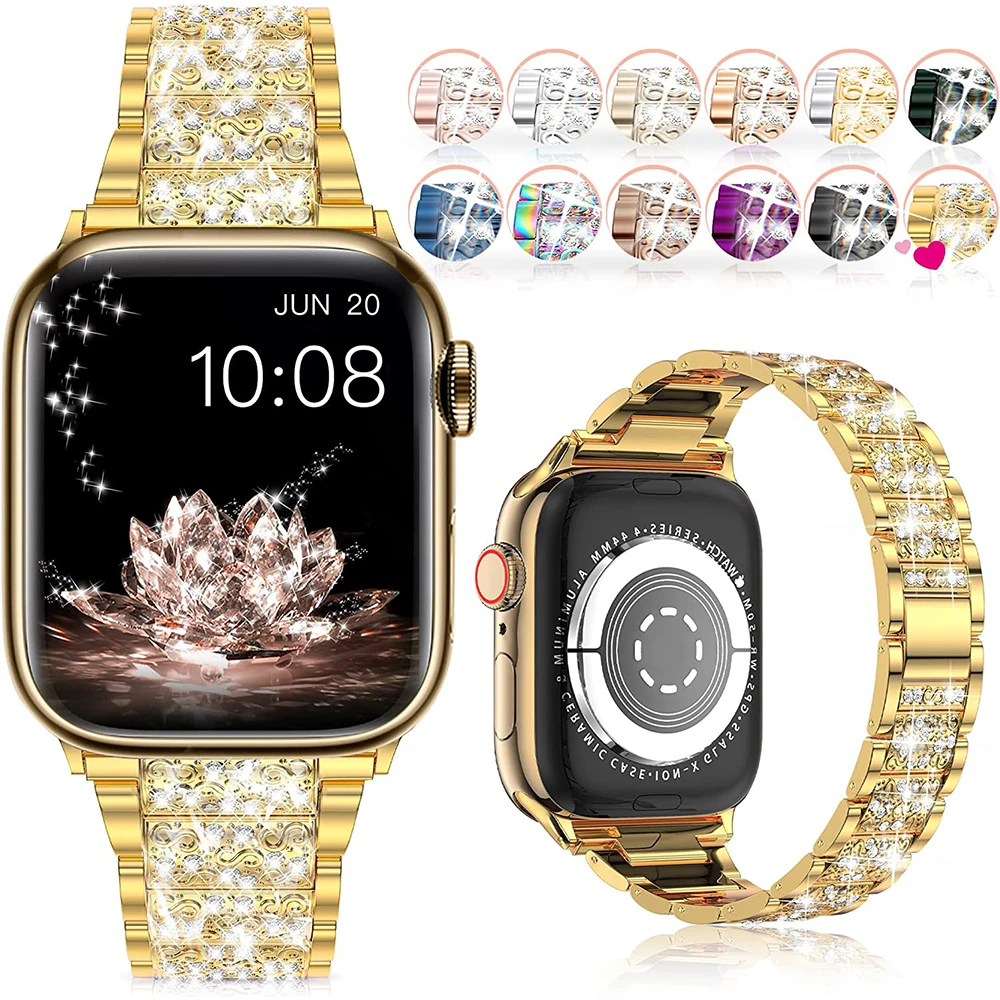 Compatible With Apple Watch Band 38mm 40mm 41mm Series 87654321se Ultra, IWatch Shiny Replacement Bracelet, Diamond Rhinestone