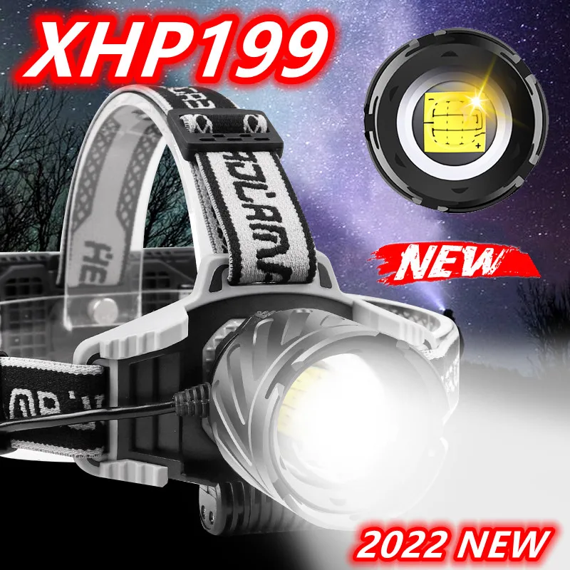 

XHP199 Most Powerful LED Headlamp 18650 USB Head Flashlight Rechargeable Head Lamp Light XHP90 IPX8 Waterproof Fishing Headlight