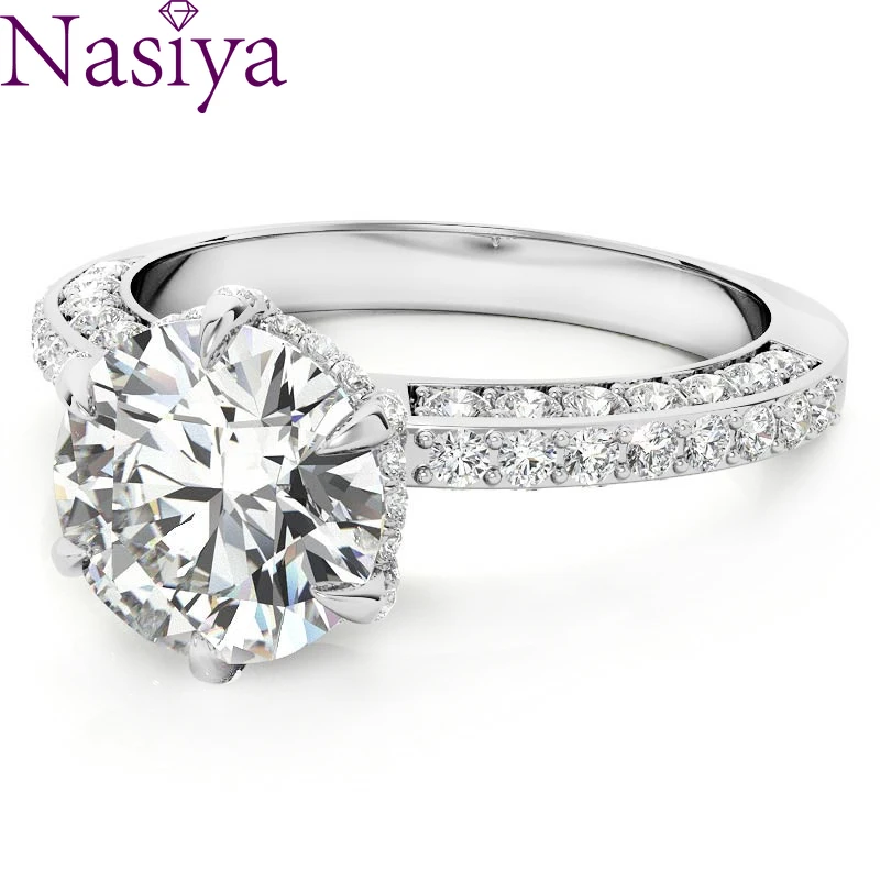 S925 Sterling Silver Moissanite Round Halo Moissanite Engagement Ring for Women Jewelry Wedding Rings Moissanite Diamond Ring