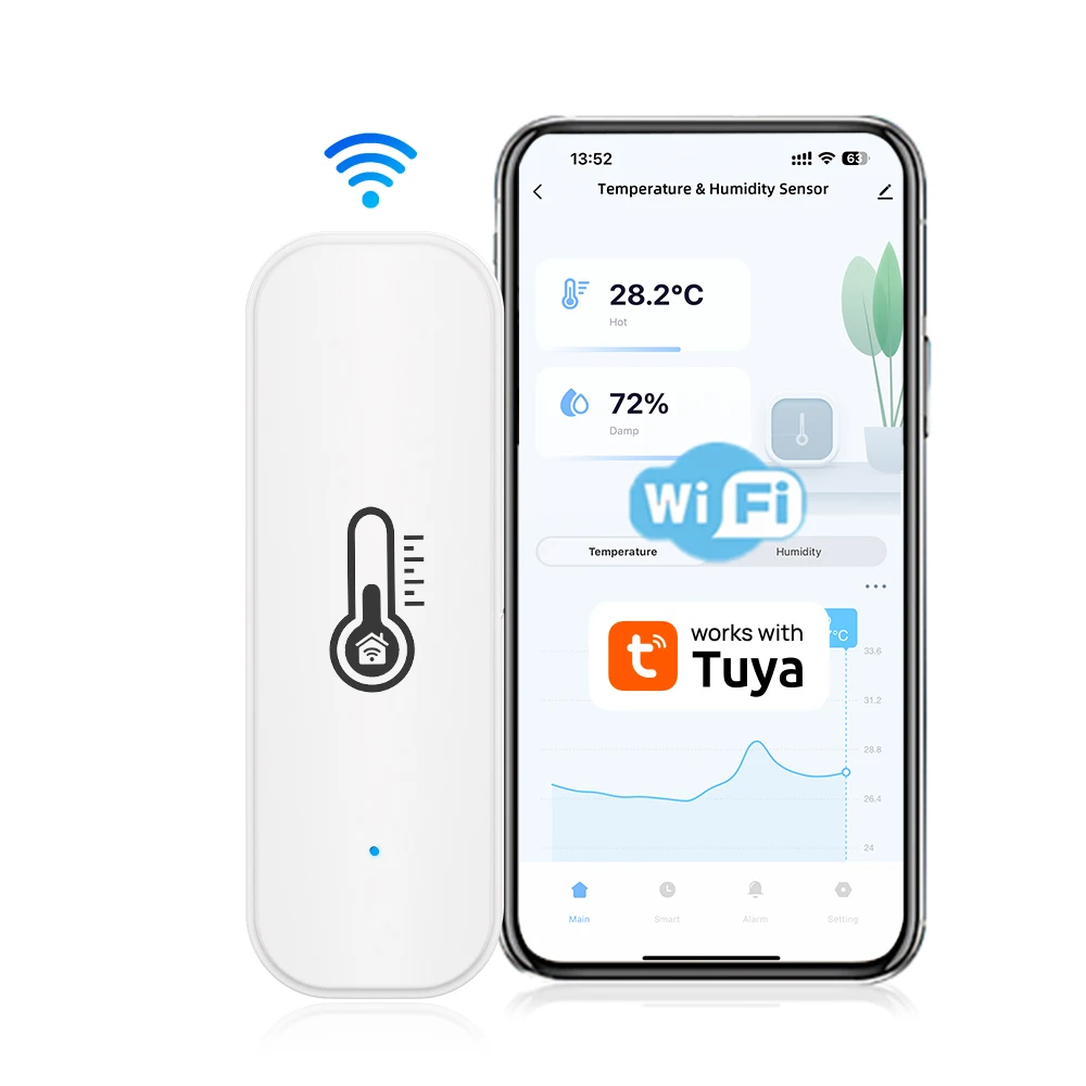 

Wi-Fi датчик температуры и влажности Tuya APP удаленный монитор для умного дома Var SmartLife работает с Alexa