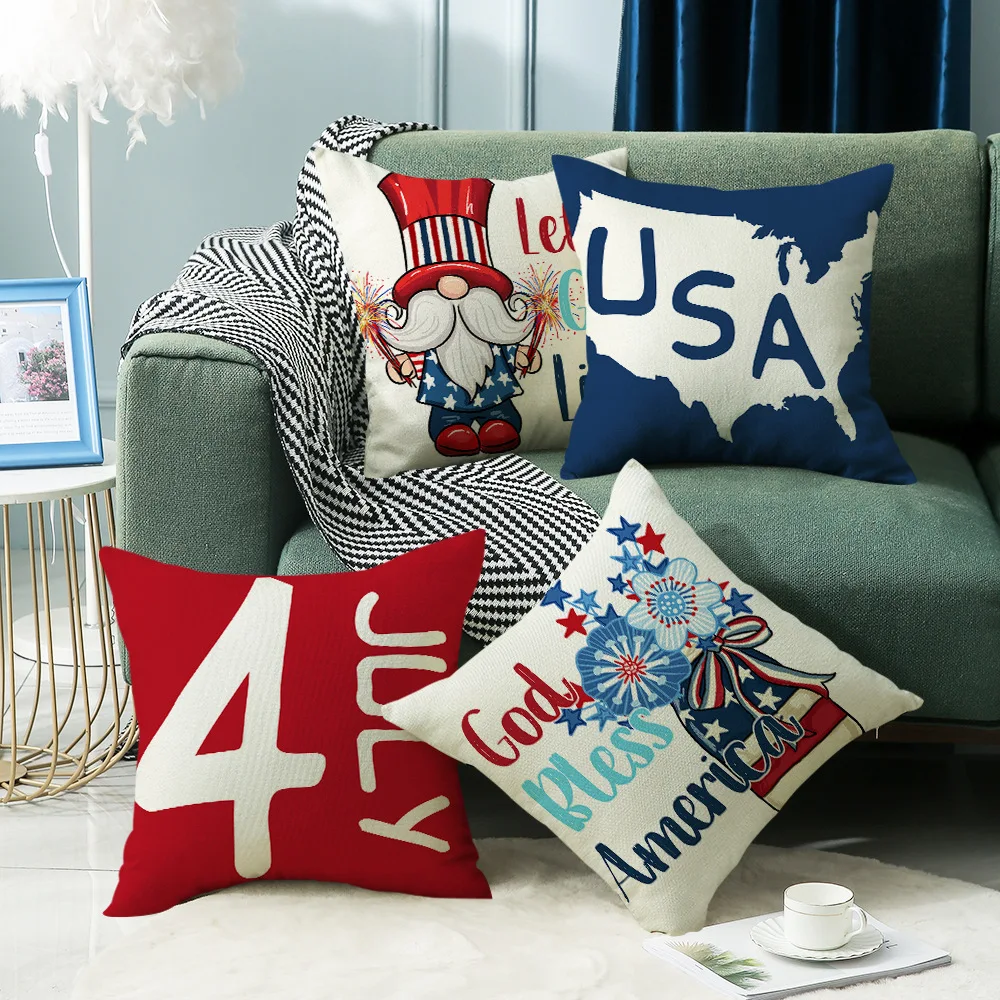 Красная и синяя декоративная наволочка серии 