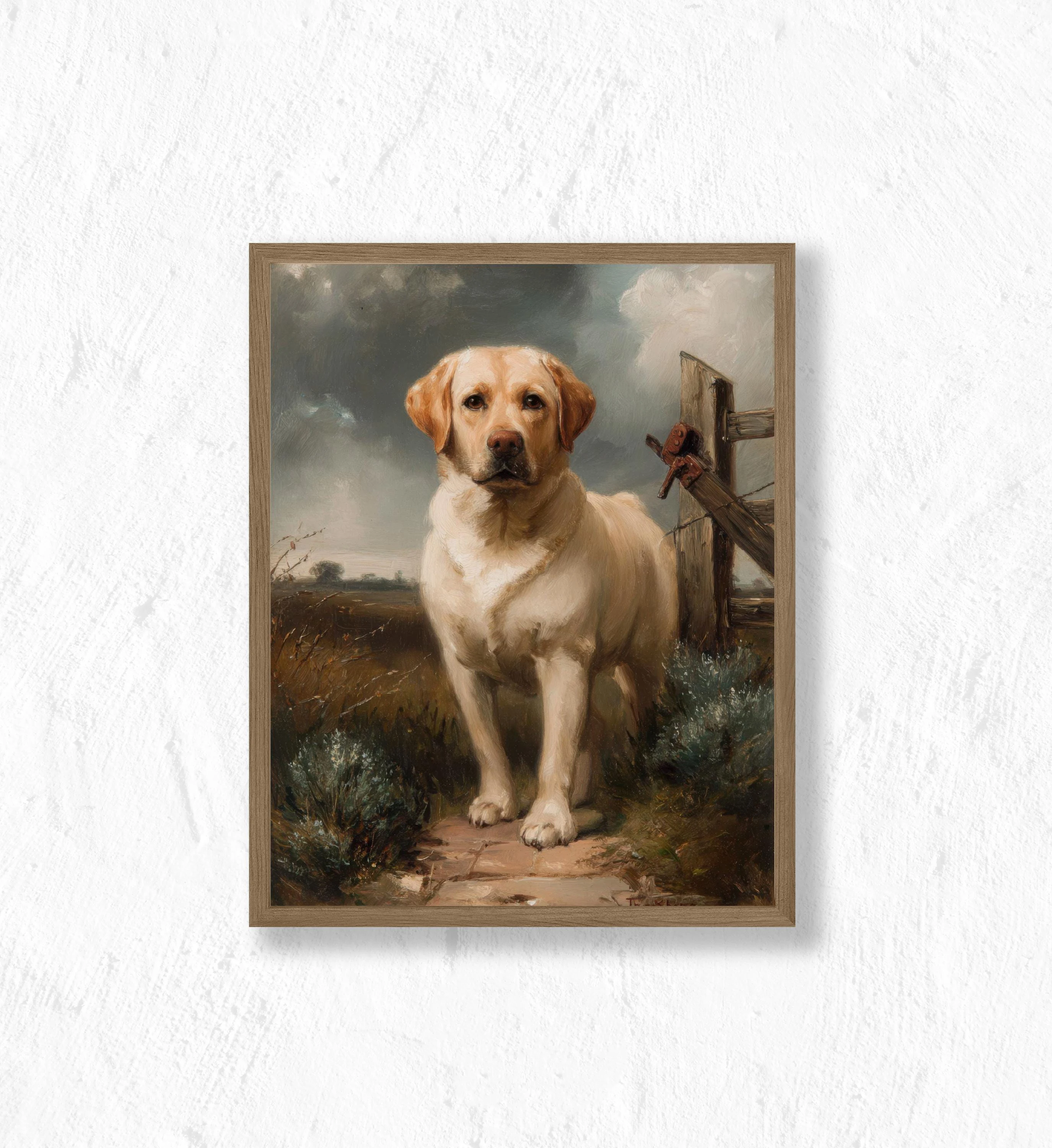 

Пасторальная картина с лабрадором на холсте