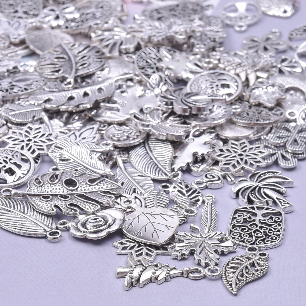 10/20 шт. серебряные листья используются в качестве подвесок сделай сам для