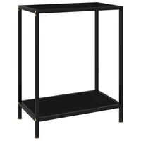 console table tempered glass steel end table side table bedrooms furniture black 60x35x75 cm