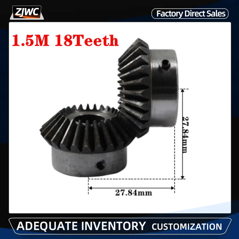 

2pcs Bevel Gear 1.5 Modulus 18Teeth With Inner Hole 6mm 8mm 10mm 12mm 14mm 90 Degree Drive Commutation Steel Gears with Screw