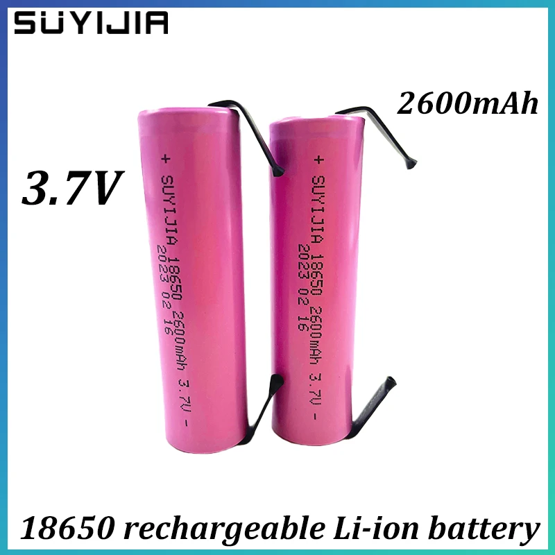 

2023 New High Quality 2600mAh 18650 3.7V Rechargeable Li-ion Battery for Remote Control Drone LED Light Flashlight + DIY Nickel