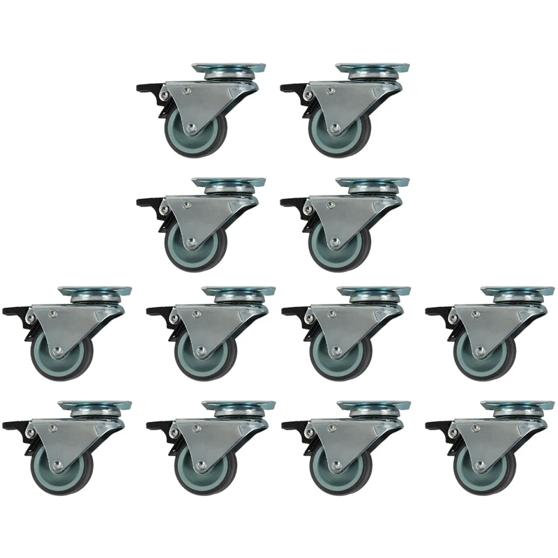 

JEYL 12 X Heavy Duty Swivel Castor Wheels 50Mm With Brake For Trolley Furniture