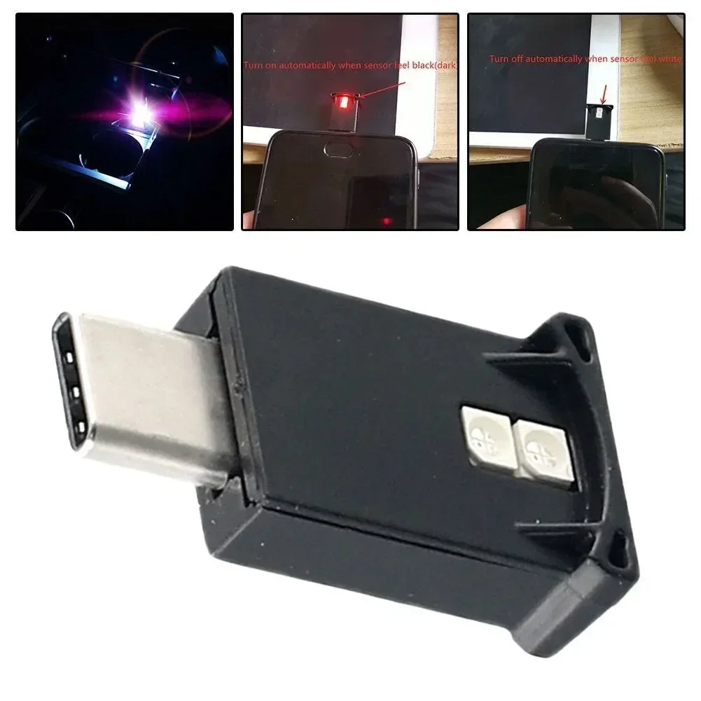 Мини-USB-C Type-C светодиодные ночники для салона автомобиля атмосферная лампа