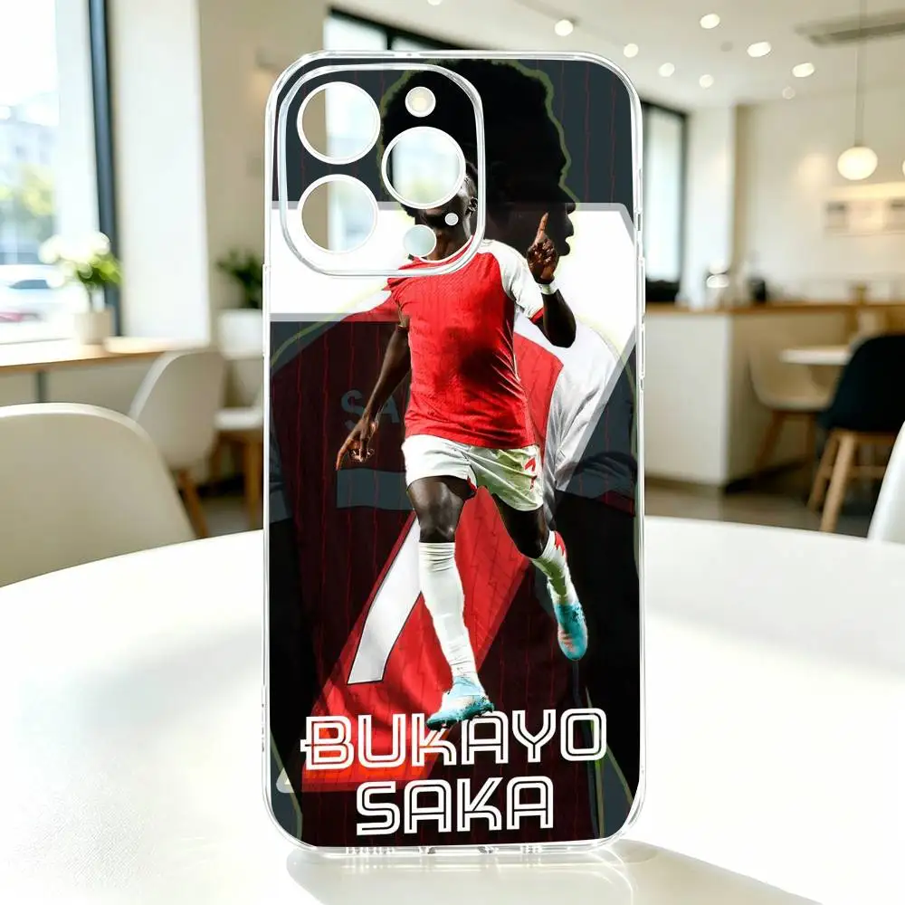 Фото Чехол для телефона Football B-Bukayo Saka 7 для iPhone 17 16 15 14 13 12 11 Mini Pro Max Plus, прозрачный №4