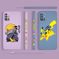 anime pikachu cool for samsung galaxy a73 a53 a33 a52 a32 a22 a71 a51 a21s a03s a50 4g 5g liquid left rope phone case capa cover