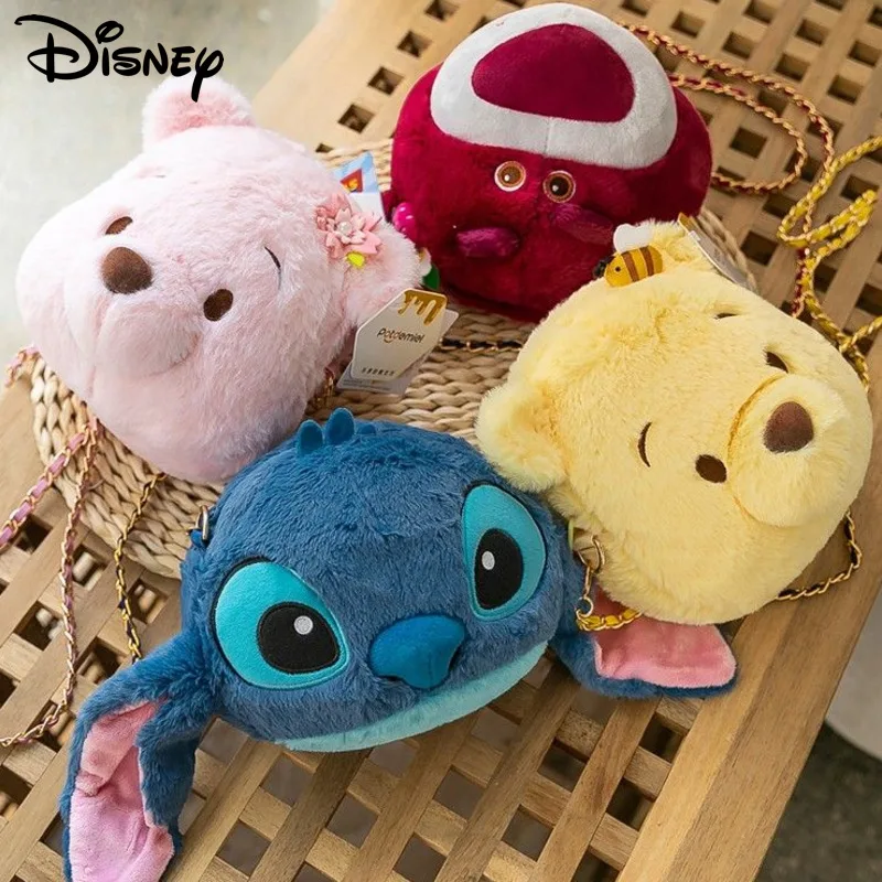 

Disney Poop Bear Lotso Stitch Plush Women Crossbody Bag Korean Sweet Cute Student Shoulder Bag Y2k Fashion Luxury Female Handbag